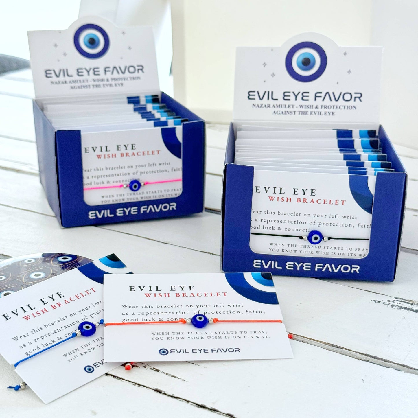 Adjustable Evil Eye Wish Bracelet - 25 with Display Box