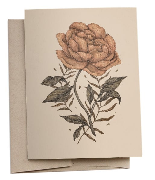 Jessica Roux Greeting Card: Peony and Fern