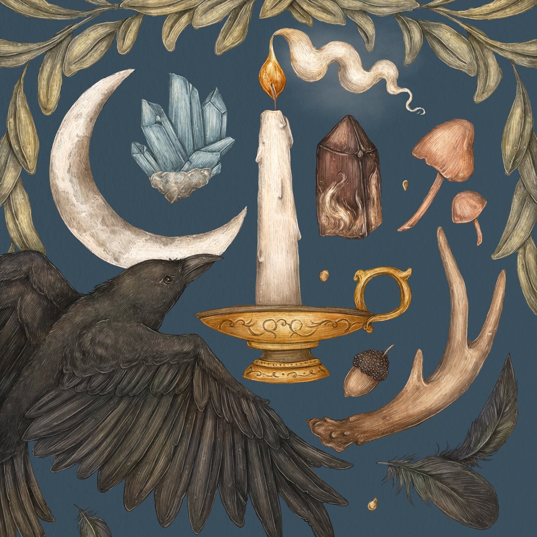 Jessica Roux: Crow and Crescent Moon